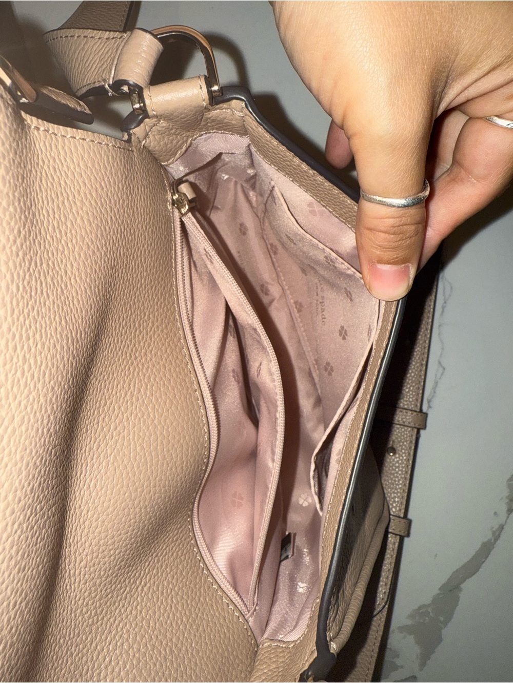 kate spade Pebbled Leather Shoulder Bag in Nude Pink